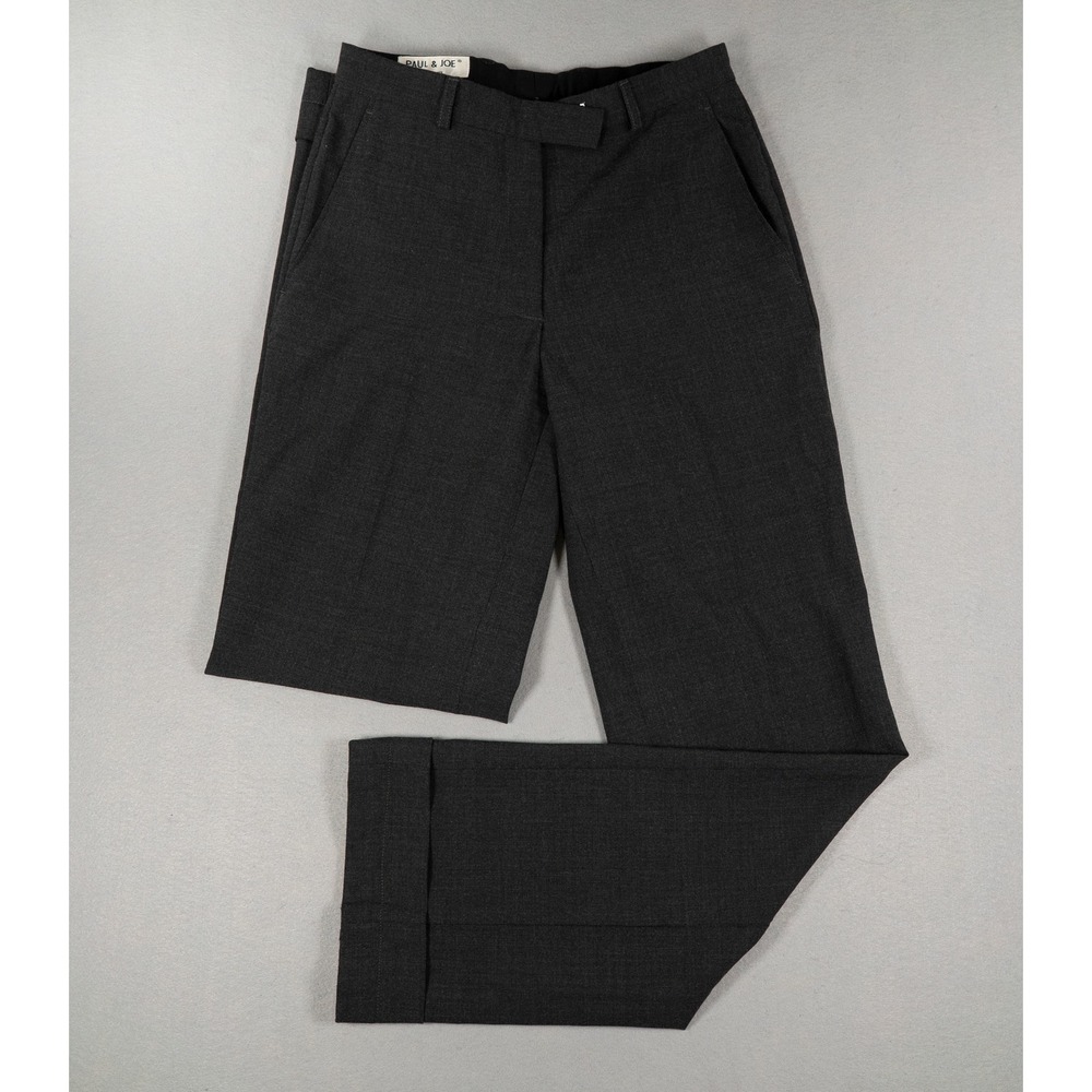 Paul & Joe Charcoal Grey Wool Blend Straight Leg Trousers Made in France Sz 38
